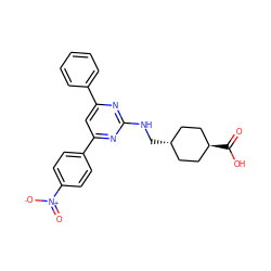 O=C(O)[C@H]1CC[C@H](CNc2nc(-c3ccccc3)cc(-c3ccc([N+](=O)[O-])cc3)n2)CC1 ZINC000299828707