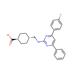 O=C(O)[C@H]1CC[C@H](CNc2nc(-c3ccccc3)cc(-c3ccc(Cl)cc3)n2)CC1 ZINC000299819798