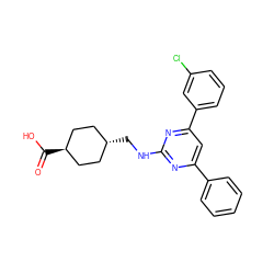 O=C(O)[C@H]1CC[C@H](CNc2nc(-c3ccccc3)cc(-c3cccc(Cl)c3)n2)CC1 ZINC000299819229