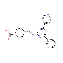 O=C(O)[C@H]1CC[C@H](CNc2nc(-c3ccccc3)cc(-c3ccncc3)n2)CC1 ZINC000299819320