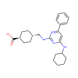 O=C(O)[C@H]1CC[C@H](CNc2nc(NC3CCCCC3)cc(-c3ccccc3)n2)CC1 ZINC000299826331