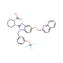O=C(O)[C@H]1CCCC[C@H]1c1nc2cc(OCc3ccc4ccccc4n3)ccc2n1Cc1cccc(OC(F)(F)F)c1 ZINC000220524064
