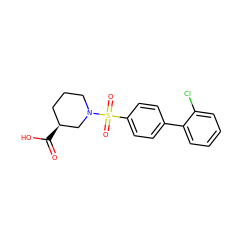 O=C(O)[C@H]1CCCN(S(=O)(=O)c2ccc(-c3ccccc3Cl)cc2)C1 ZINC000095552671