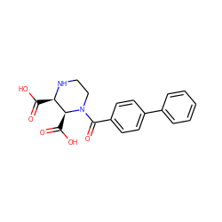 O=C(O)[C@H]1NCCN(C(=O)c2ccc(-c3ccccc3)cc2)[C@H]1C(=O)O ZINC000013642327