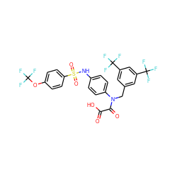 O=C(O)C(=O)N(Cc1cc(C(F)(F)F)cc(C(F)(F)F)c1)c1ccc(NS(=O)(=O)c2ccc(OC(F)(F)F)cc2)cc1 ZINC000049823240