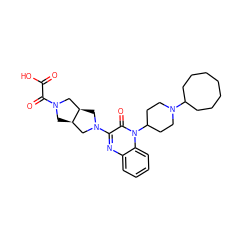 O=C(O)C(=O)N1C[C@@H]2CN(c3nc4ccccc4n(C4CCN(C5CCCCCCC5)CC4)c3=O)C[C@@H]2C1 ZINC000114708436