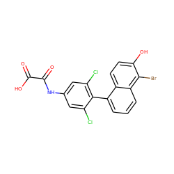 O=C(O)C(=O)Nc1cc(Cl)c(-c2cccc3c(Br)c(O)ccc23)c(Cl)c1 ZINC000028527051