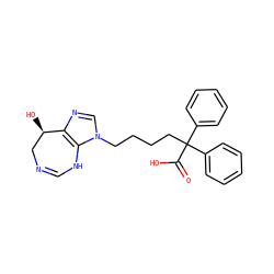 O=C(O)C(CCCCn1cnc2c1NC=NC[C@H]2O)(c1ccccc1)c1ccccc1 ZINC000013807390