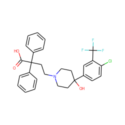 O=C(O)C(CCN1CCC(O)(c2ccc(Cl)c(C(F)(F)F)c2)CC1)(c1ccccc1)c1ccccc1 ZINC000028394934