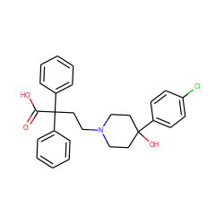 O=C(O)C(CCN1CCC(O)(c2ccc(Cl)cc2)CC1)(c1ccccc1)c1ccccc1 ZINC000028385975