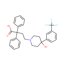 O=C(O)C(CCN1CCC(O)(c2cccc(C(F)(F)F)c2)CC1)(c1ccccc1)c1ccccc1 ZINC000028396533