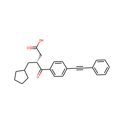 O=C(O)C[C@@H](CC1CCCC1)C(=O)c1ccc(C#Cc2ccccc2)cc1 ZINC000013679388