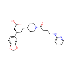 O=C(O)C[C@@H](CCC1CCN(C(=O)CCCNc2ccccn2)CC1)c1ccc2c(c1)OCO2 ZINC000028386594