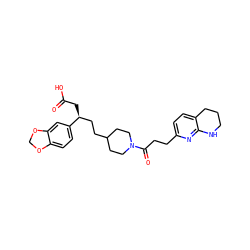 O=C(O)C[C@@H](CCC1CCN(C(=O)CCc2ccc3c(n2)NCCC3)CC1)c1ccc2c(c1)OCO2 ZINC000028389887