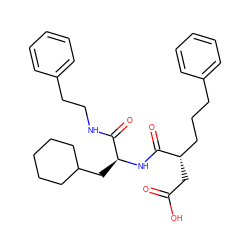 O=C(O)C[C@@H](CCCc1ccccc1)C(=O)N[C@@H](CC1CCCCC1)C(=O)NCCc1ccccc1 ZINC000013558492