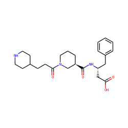 O=C(O)C[C@@H](Cc1ccccc1)NC(=O)[C@@H]1CCCN(C(=O)CCC2CCNCC2)C1 ZINC000013803118