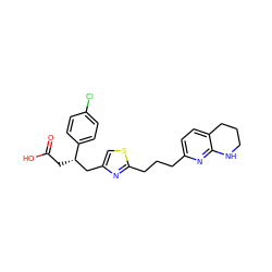 O=C(O)C[C@@H](Cc1csc(CCCc2ccc3c(n2)NCCC3)n1)c1ccc(Cl)cc1 ZINC000028568777