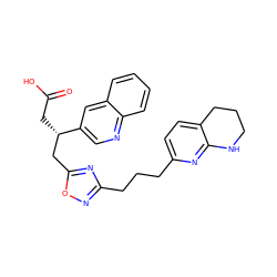 O=C(O)C[C@@H](Cc1nc(CCCc2ccc3c(n2)NCCC3)no1)c1cnc2ccccc2c1 ZINC000028568836