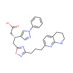 O=C(O)C[C@@H](Cc1nc(CCCc2ccc3c(n2)NCCC3)no1)c1cnn(-c2ccccc2)c1 ZINC000028568867