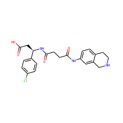 O=C(O)C[C@@H](NC(=O)CCC(=O)Nc1ccc2c(c1)CNCC2)c1ccc(Cl)cc1 ZINC000058575987