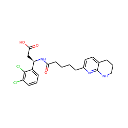 O=C(O)C[C@@H](NC(=O)CCCCc1ccc2c(n1)NCCC2)c1cccc(Cl)c1Cl ZINC000299824970