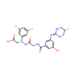 O=C(O)C[C@@H](NC(=O)CNC(=O)c1cc(O)cc(N=C2NCC(F)CN2)c1)c1cc(Cl)cc(Cl)c1 ZINC000028714317