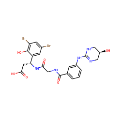 O=C(O)C[C@@H](NC(=O)CNC(=O)c1cccc(NC2=NC[C@H](O)CN2)c1)c1cc(Br)cc(Br)c1O ZINC000053177345