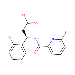 O=C(O)C[C@@H](NC(=O)c1cccc(Br)n1)c1ccccc1Cl ZINC000223482243