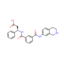 O=C(O)C[C@@H](NC(=O)c1cccc(C(=O)Nc2ccc3c(c2)CNCC3)c1)c1ccccc1 ZINC000036269310