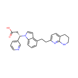 O=C(O)C[C@@H](c1cccnc1)n1ccc2c(CCc3ccc4c(n3)NCCC4)cccc21 ZINC000028707416