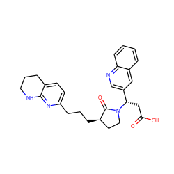 O=C(O)C[C@@H](c1cnc2ccccc2c1)N1CC[C@@H](CCCc2ccc3c(n2)NCCC3)C1=O ZINC000013587682