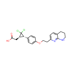 O=C(O)C[C@@H]1[C@@H](c2ccc(OCCc3ccc4c(n3)NCCC4)cc2)C1(Cl)Cl ZINC000028648251