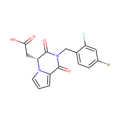 O=C(O)C[C@@H]1C(=O)N(Cc2ccc(Br)cc2F)C(=O)c2cccn21 ZINC000013781425