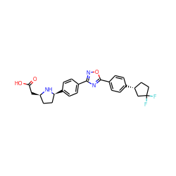 O=C(O)C[C@@H]1CC[C@H](c2ccc(-c3noc(-c4ccc([C@@H]5CCC(F)(F)C5)cc4)n3)cc2)N1 ZINC000036178477