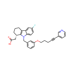 O=C(O)C[C@@H]1CCCc2c1n(Cc1cccc(OCCCC#Cc3cccnc3)c1)c1ccc(F)cc21 ZINC000028113712