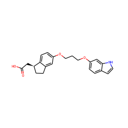 O=C(O)C[C@@H]1CCc2cc(OCCCOc3ccc4cc[nH]c4c3)ccc21 ZINC000014977271