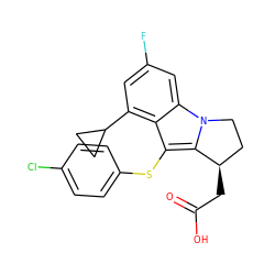 O=C(O)C[C@@H]1CCn2c1c(Sc1ccc(Cl)cc1)c1c(C3CC3)cc(F)cc12 ZINC000029053639