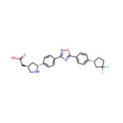 O=C(O)C[C@@H]1CN[C@@H](c2ccc(-c3noc(-c4ccc([C@@H]5CCC(F)(F)C5)cc4)n3)cc2)C1 ZINC000036178504