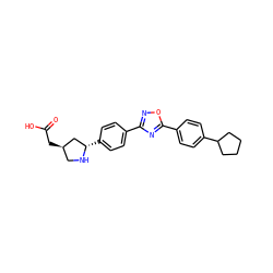 O=C(O)C[C@@H]1CN[C@@H](c2ccc(-c3noc(-c4ccc(C5CCCC5)cc4)n3)cc2)C1 ZINC000036178480