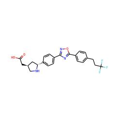 O=C(O)C[C@@H]1CN[C@@H](c2ccc(-c3noc(-c4ccc(CCC(F)(F)F)cc4)n3)cc2)C1 ZINC000036178533