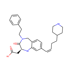 O=C(O)C[C@@H]1Nc2cc(/C=C\CCC3CCNCC3)ccc2CN(CCc2ccccc2)C1=O ZINC000013782905