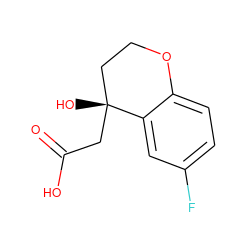 O=C(O)C[C@]1(O)CCOc2ccc(F)cc21 ZINC000013456244