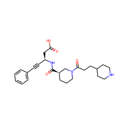 O=C(O)C[C@H](C#Cc1ccccc1)NC(=O)[C@@H]1CCCN(C(=O)CCC2CCNCC2)C1 ZINC000013803101