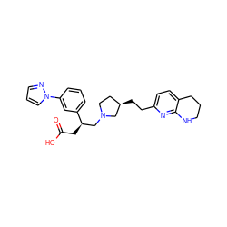 O=C(O)C[C@H](CN1CC[C@@H](CCc2ccc3c(n2)NCCC3)C1)c1cccc(-n2cccn2)c1 ZINC000224279893