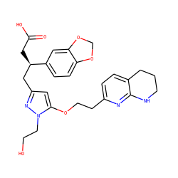 O=C(O)C[C@H](Cc1cc(OCCc2ccc3c(n2)NCCC3)n(CCO)n1)c1ccc2c(c1)OCO2 ZINC000034177055