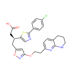 O=C(O)C[C@H](Cc1cc(OCCc2ccc3c(n2)NCCC3)no1)c1cnc(-c2ccc(Cl)cc2)s1 ZINC000036269231