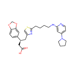 O=C(O)C[C@H](Cc1csc(CCCCNc2cc(N3CCCC3)ccn2)n1)c1ccc2c(c1)OCO2 ZINC000028568807