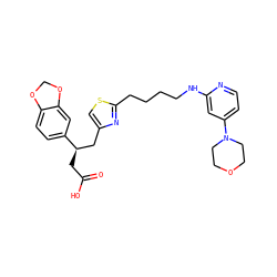 O=C(O)C[C@H](Cc1csc(CCCCNc2cc(N3CCOCC3)ccn2)n1)c1ccc2c(c1)OCO2 ZINC000003962011