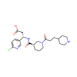 O=C(O)C[C@H](NC(=O)[C@@H]1CCCN(C(=O)CCC2CCNCC2)C1)c1ccc(Cl)nc1 ZINC000013803230