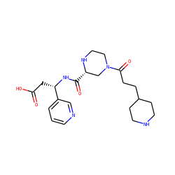 O=C(O)C[C@H](NC(=O)[C@H]1CN(C(=O)CCC2CCNCC2)CCN1)c1cccnc1 ZINC000013803253